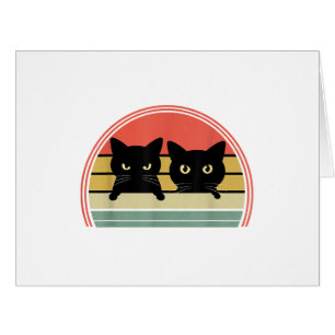 2 Black Cats Peeking Vintage Retro Cat Animal Love Cards