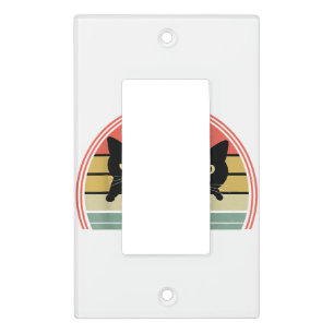 2 Black Cats Peeking Vintage Retro Cat Animal Love Light Switch Cover