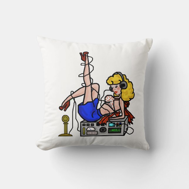 2 Blonde Ham Radio Pin-up Girls Pillow  Customize (Front)