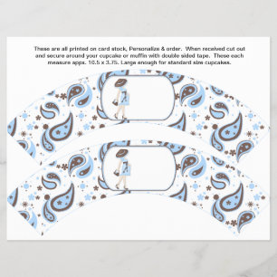 2 Blue Baby Shower Personalized Cupcake Wrappers