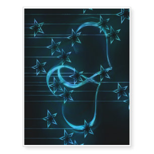 2 blue hearts and stars temporary tattoos