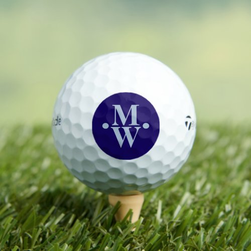 2_blue_initials Vertically Monogrammed Modern Golf Balls