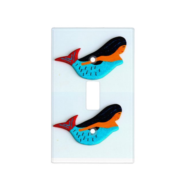 2 blue mermaids light switch cover (Front)