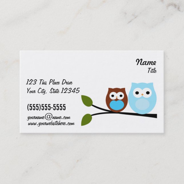 2 Blue Owls Bussiness Cards (Front)