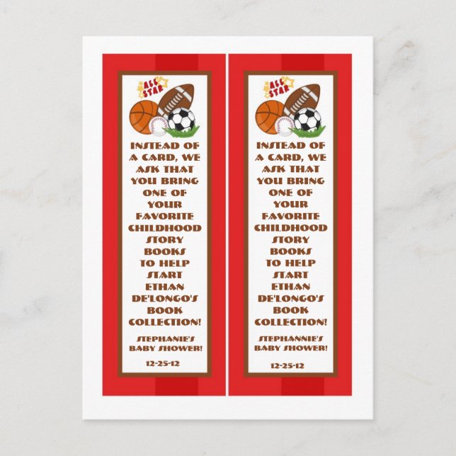 2 Book Marks All Star Red Invitation Postcard (Front)