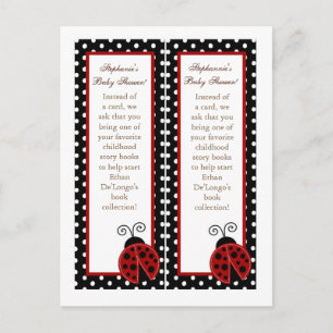 2 Book Marks Red Ladybug Invitation Postcard