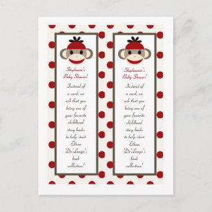 2 Book Marks Red Sock Monkey Invitation Postcard