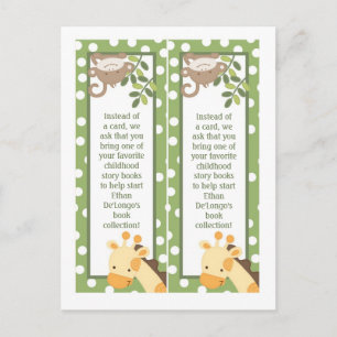 2 Book Marks Safari Jungle Giraffe Monkey Green Postcard