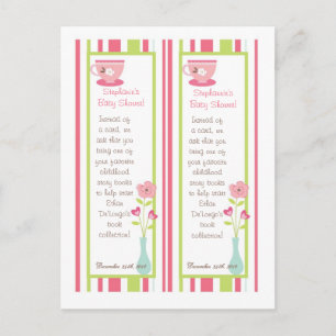 2 Book Marks Tea Party Pink Pastel Flowers Postcard