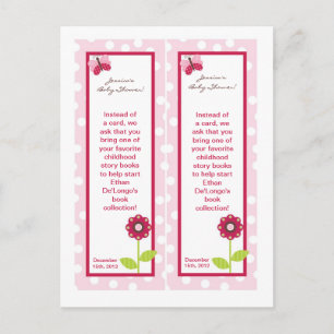 2 Bookmarks Berry Garden Lady Bug Flower Pink Invitation Postcard