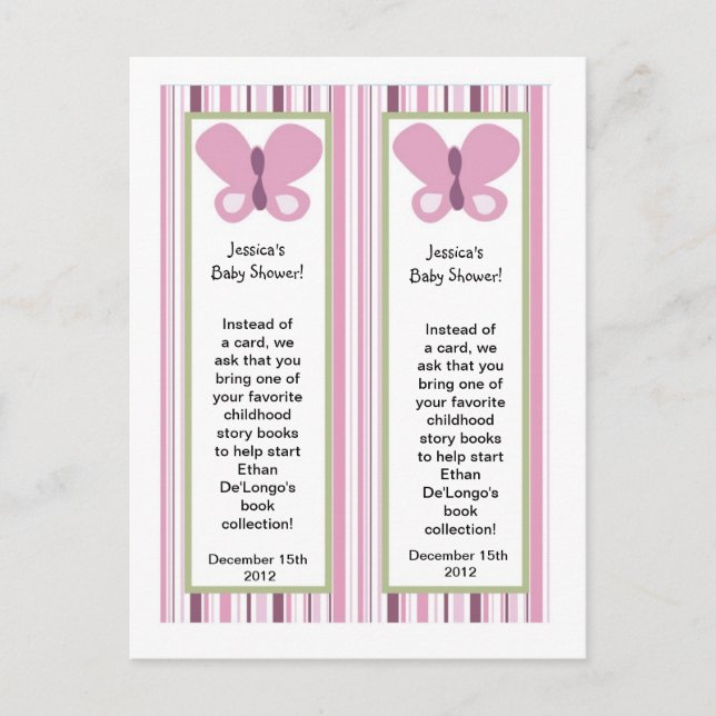 2 Bookmarks Sugar Plum Butterfly Invitation Postcard (Front)