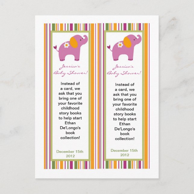 2 Bookmarks Sweet Safari Invitation Postcard (Front)