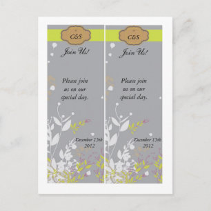 2 Brown and Grey Floral Save the Date Bookmarks Announcement Postcard
