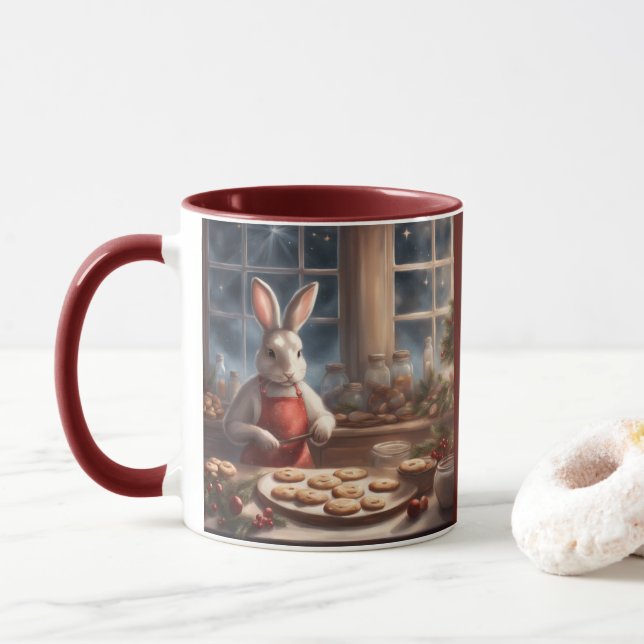 2 Bunnies 1 Kitchen Baking Christmas Cookies Mug (With Donut)