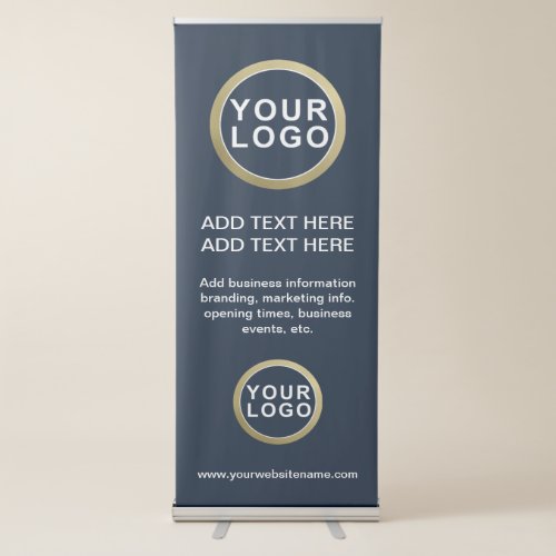 2 Business Logos Modern Blue Retractable Banner