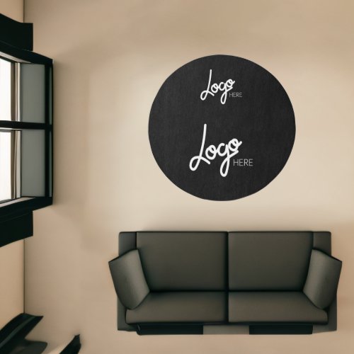 2 Business Logos Modern Elegant Black Round Rug