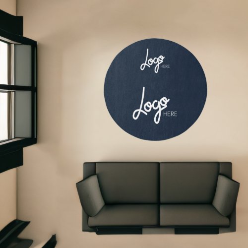 2 Business Logos Modern Elegant Navy Blue Round Rug