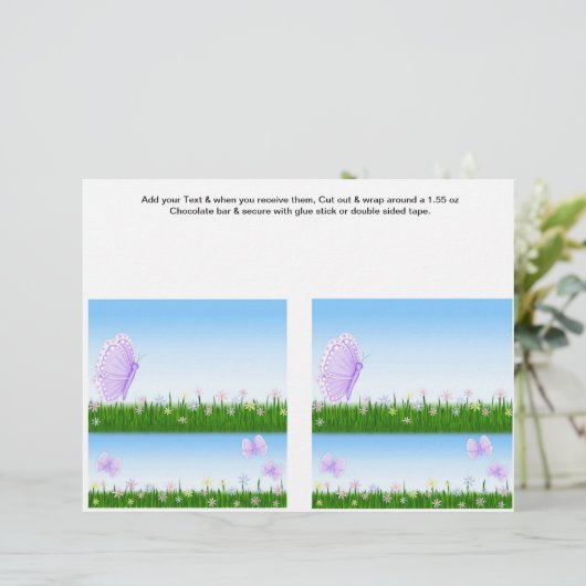 2 Butterfly Birthday Custom Candy Bar Wrappers (Standing Front)