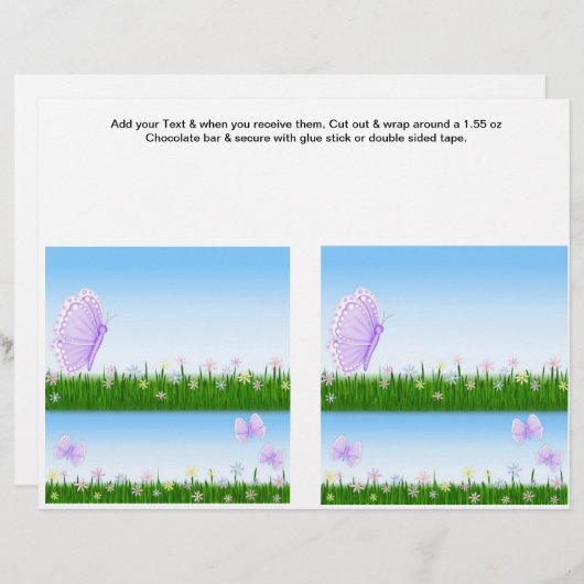2 Butterfly Birthday Custom Candy Bar Wrappers (Front/Back)