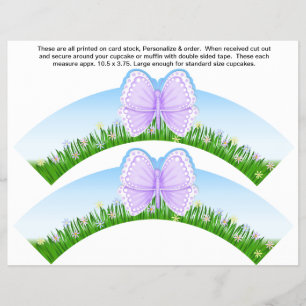 2 Butterfly Birthday Personalize Cupcake Wrappers