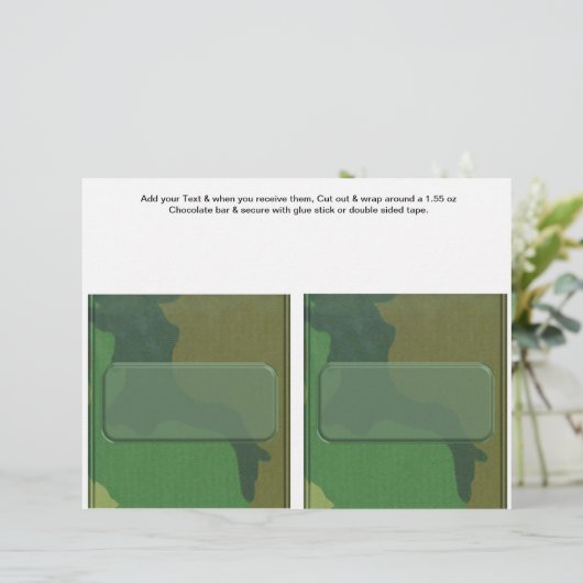 2 Camouflage Birthday Custom Candy Bar Wrappers (Standing Front)