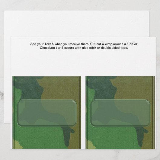 2 Camouflage Birthday Custom Candy Bar Wrappers (Front/Back)