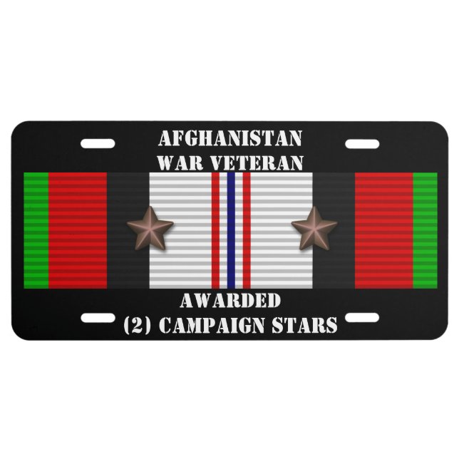 2 CAMPAIGN STARS AFGHANISTAN WAR VETERAN LICENSE PLATE (Front)