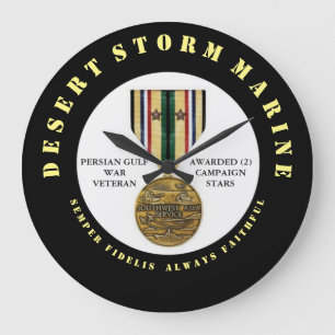 2 CAMPAIGN STARS Desert Storm Marine SEMPER  Fi Large Clock
