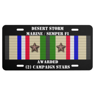 2 CAMPAIGN STARS Desert Storm Marine / SEMPER FI License Plate
