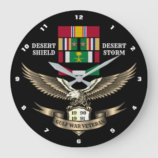 2 CAMPAIGN STARS GULF WAR VETERANS LARGE CLOCK
