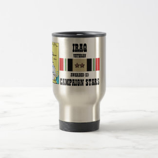 2 CAMPAIGN STARS IRAQ VETERAN TRAVEL MUG