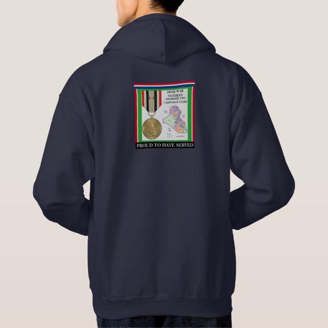 2 CAMPAIGN STARS IRAQ WAR VETERAN HOODIE (Back)