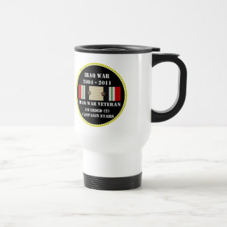 2 CAMPAIGN STARS IRAQ WAR VETERAN TRAVEL MUG
