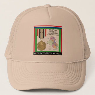 2 CAMPAIGN STARS IRAQ WAR VETERAN TRUCKER HAT