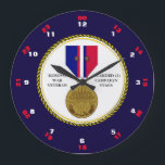 2 CAMPAIGN STARS KOSOVO WAR VETERAN LARGE CLOCK<br><div class="desc">2 CAMPAIGN STARS KOSOVO WAR VETERAN www.zazzle.com/sgtskullnstein</div>