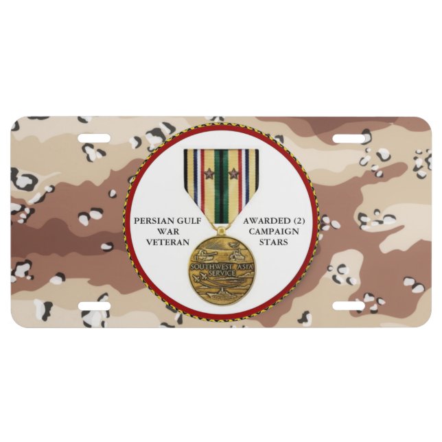 2 CAMPAIGN STARS PERSIAN GULF WAR VETERAN LICENSE PLATE (Front)