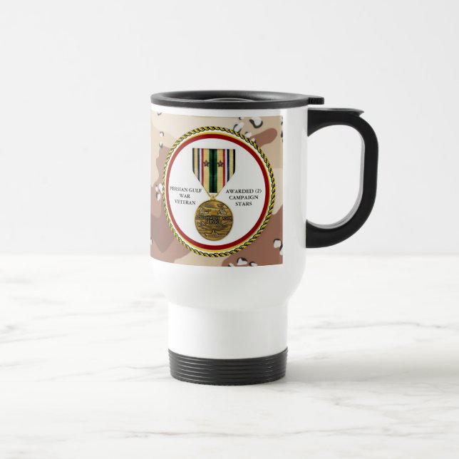 2 CAMPAIGN STARS PERSIAN GULF WAR VETERAN TRAVEL MUG (Right)
