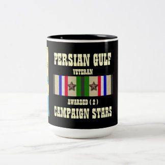 2 CAMPAIGN STARS PERSIAN GULF WAR VETERAN Two-Tone COFFEE MUG