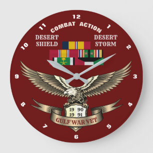 2 CAMPAIGN STARS PERSIAN GULF WAR VETERANS LARGE CLOCK