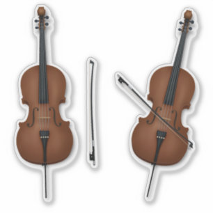 2 Cellos & Bows Trompe L'oeil Musical Instrument Sticker