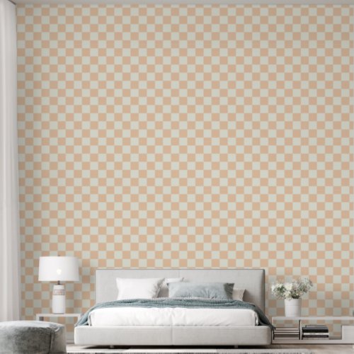 2 Checkerboard Light Peach  Ivory White Wallpaper