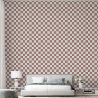 2" Checkerboard Terracotta Rose & Ivory White Wallpaper