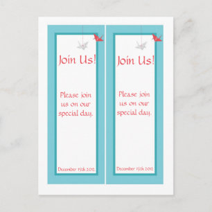 2 Chic Origami Birds Wedding Bookmarks Postcard
