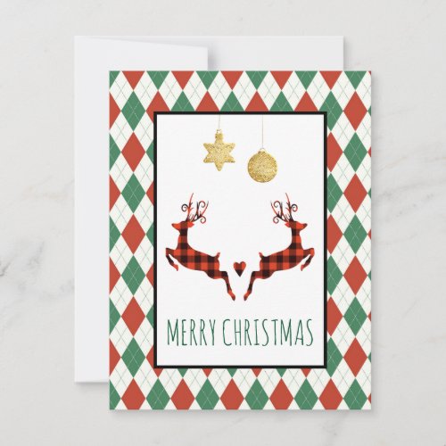 2 Christmas Deer Jumping Holiday Card