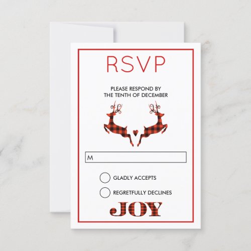 2 Christmas Deer Jumping RSVP Invitation
