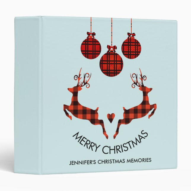 2 Christmas Deer Jumping Rustic Style 3 Ring Binder (Front/Spine)