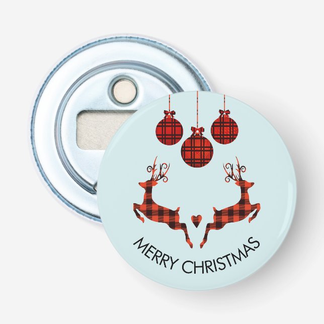 2 Christmas Deer Jumping Rustic Style Bottle Opener (Front)