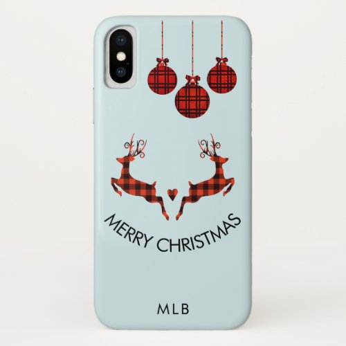 2 Christmas Deer Jumping Rustic Style iPhone X Case