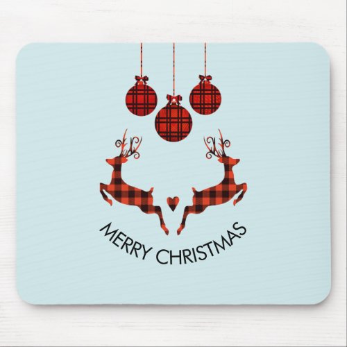 2 Christmas Deer Jumping Rustic Style Mouse Pad