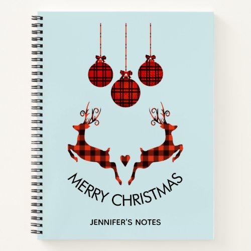 2 Christmas Deer Jumping Rustic Style Notebook